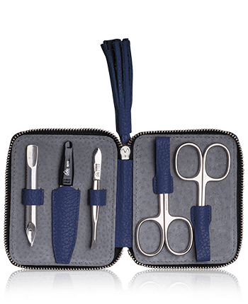 Erbe Solingen Maniküre-Etui aus Leder mit Reissverschluss und Anhänger in Marineblau (5-teilig)