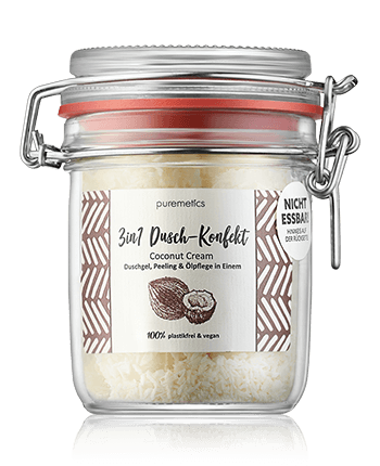 puremetics 3in1 Dusch-Konfekt Coconut Cream - Duschgel Peeling & Ölpflege in Einem (200 g)