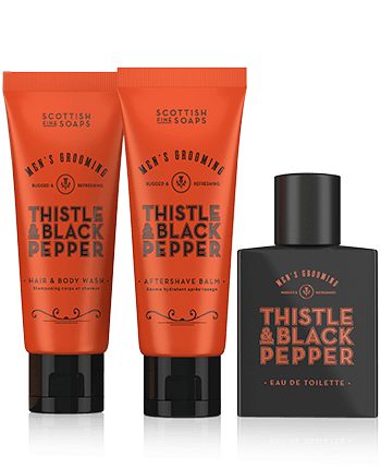 Scottish Fine Soaps Men's Grooming Thistle & Black Pepper Set mit Aftershave Balm