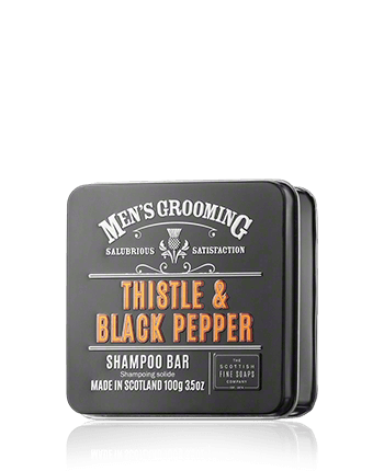 Scottish Fine Soaps Men's Grooming Thistle & Black Pepper Shampoo Bar in a Tin (100 g)