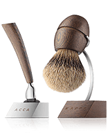 Acca Kappa Men's Grooming Shaving Set with Stand - Wenge Wood - Pure Silver Brush - "Mach 3" Razor Rasierset