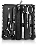 Erbe Solingen Maniküre-Etui aus echtem Leder mit Reissverschluss Manicureset 5-teilig