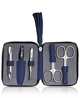 Erbe Solingen Maniküre-Etui aus Leder mit Reissverschluss und Anhänger in Marineblau Manicureset 5-teilig