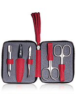 Erbe Solingen Maniküre-Etui aus Leder mit Reissverschluss und Anhänger in Rot Manicureset 5-teilig
