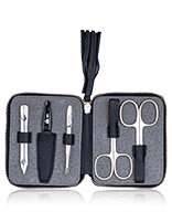 Erbe Solingen Maniküre-Etui aus Leder mit Reissverschluss und Anhänger in Schwarz Manicureset 5-teilig
