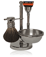 Golddachs Rasier-Sets Rasierset Chrom mit Seifenschale, Dachshaar-Pinsel & Fusion Rasierer Rasier‑Set 4-teilig