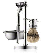 Golddachs Rasier-Sets Rasierset silber mit Dachs-Silberspitzen Rasier‑Set 4-teilig