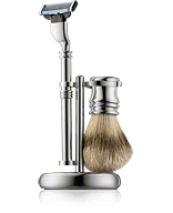 Golddachs Rasier-Sets Rasierset silber mit Dachs-Zupfhaar Rasier‑Set 3-teilig