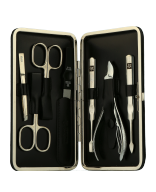 Pfeilring Manicure-Sets Rahmen-Etui, Rindleder, schwarz, vernickelte Instrumente Manicureset 7-teilig