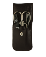 Pfeilring Manicure-Sets Taschen-Etui, Nappaleder, braun, vernickelte Instrumente Manicureset 3-teilig