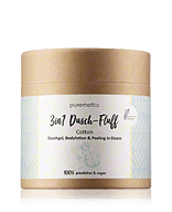 puremetics 3in1 Dusch-Fluff Cotton - Duschgel, Bodylotion & Peeling in Einem 250g