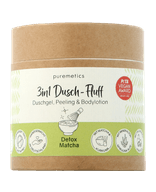 puremetics 3in1 Dusch-Fluff Detox Matcha - Duschgel, Bodylotion & Peeling in Einem Körperpeeling 250 g
