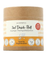 puremetics 3in1 Dusch-Fluff Sport Regeneration - Duschgel Bodylotion & Peeling in Einem Körperpeeling 250 g