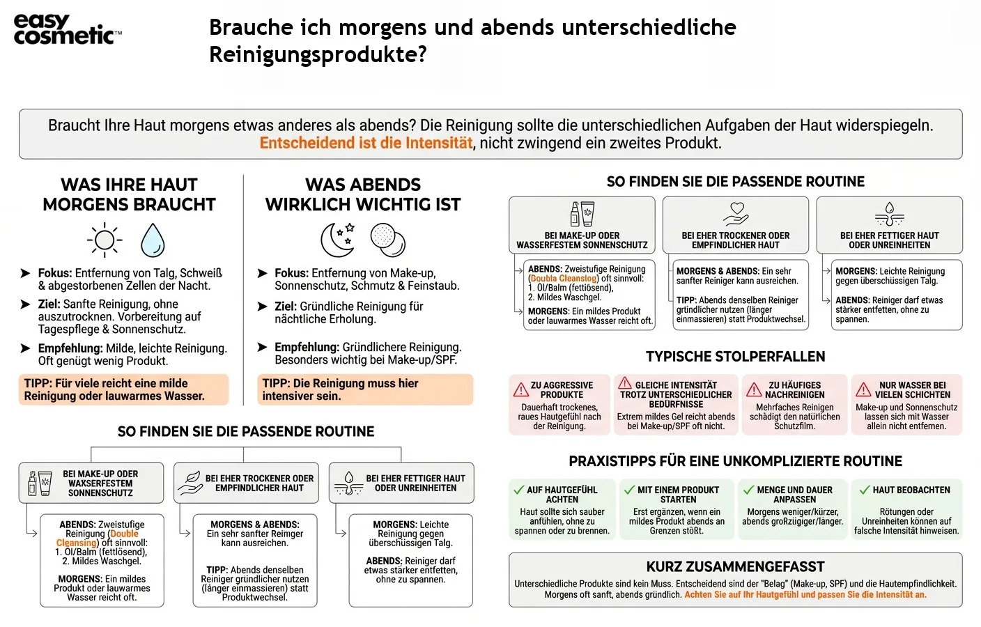 Brauche ich morgens und abends unterschiedliche Reinigungsprodukte?
