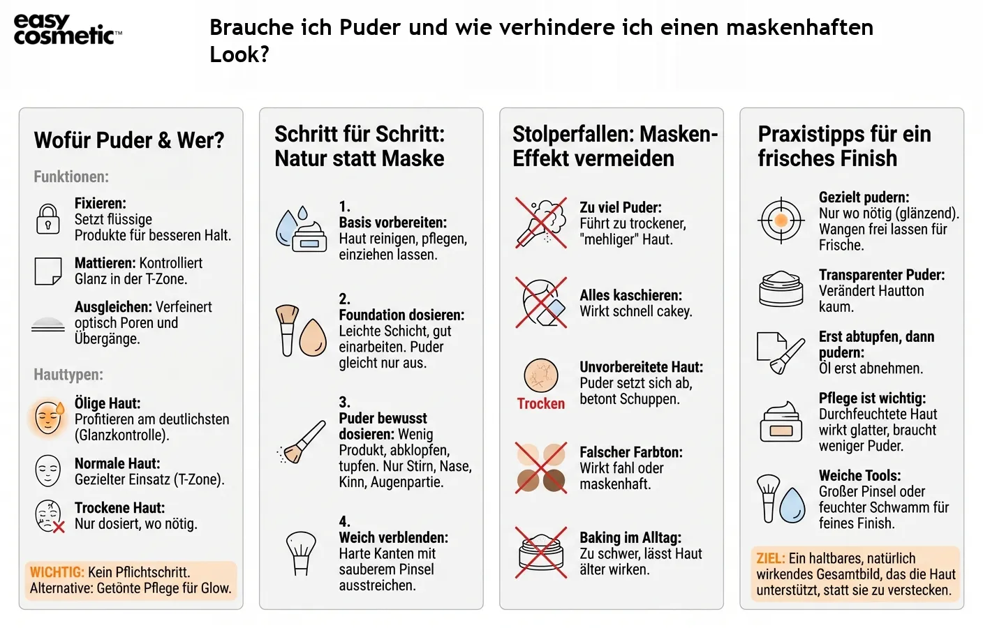 Brauche ich Puder und wie verhindere ich einen maskenhaften Look?