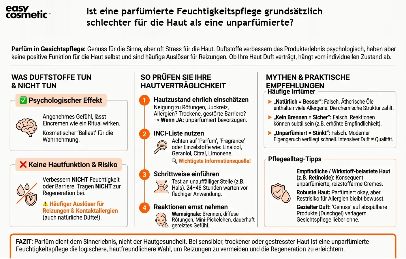 Ist eine parfümierte Feuchtigkeitspflege grundsätzlich schlechter für die Haut als eine unparfümierte?