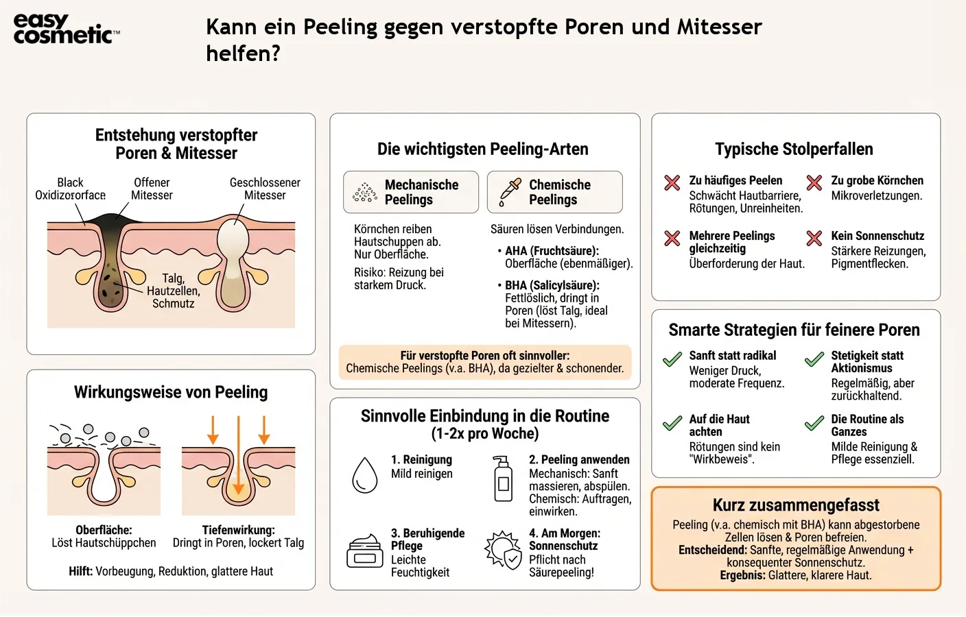 Kann ein Peeling gegen verstopfte Poren und Mitesser helfen?