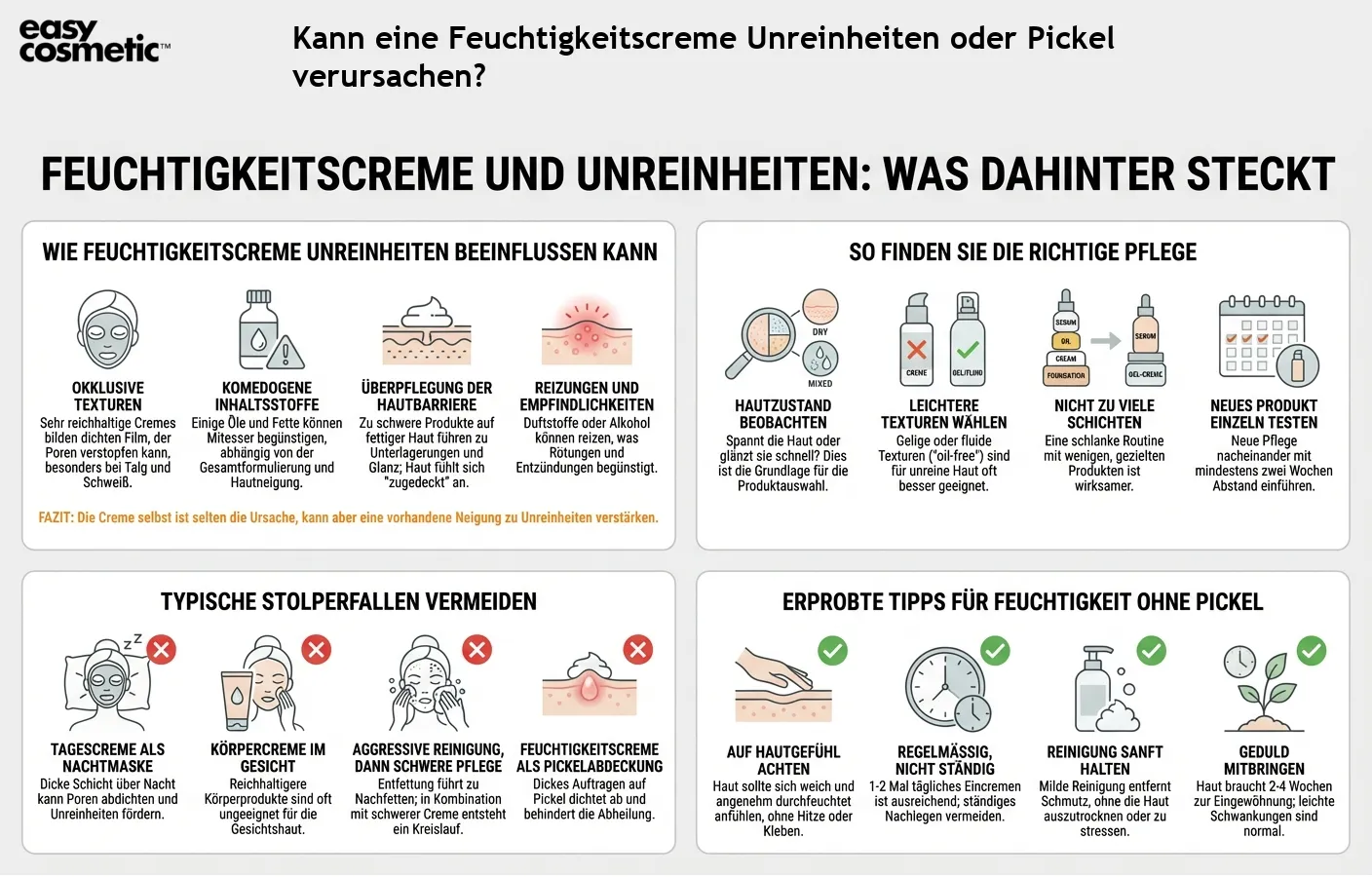 Kann eine Feuchtigkeitscreme Unreinheiten oder Pickel verursachen?