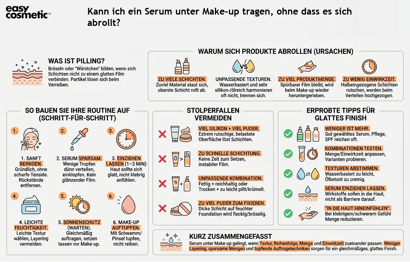 Kann ich ein Serum unter Make-up tragen, ohne dass es sich abrollt?