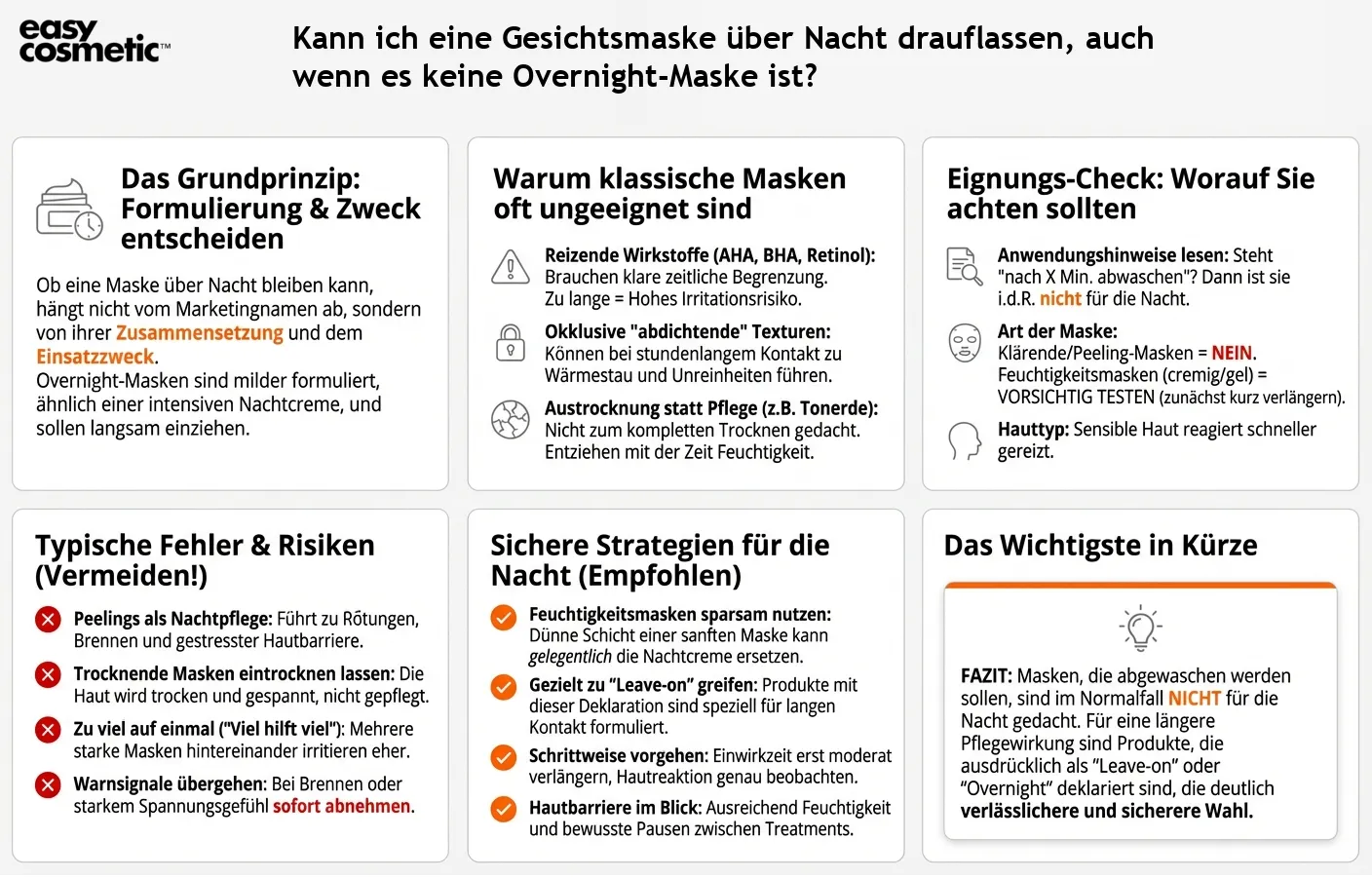 Kann ich eine Gesichtsmaske über Nacht drauflassen, auch wenn es keine Overnight-Maske ist?