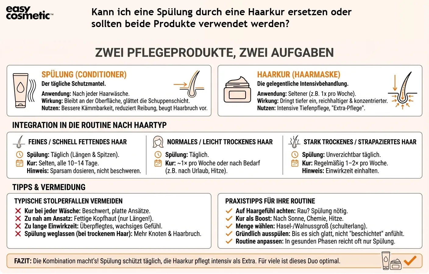 Kann ich eine Spülung durch eine Haarkur ersetzen oder sollten beide Produkte verwendet werden?