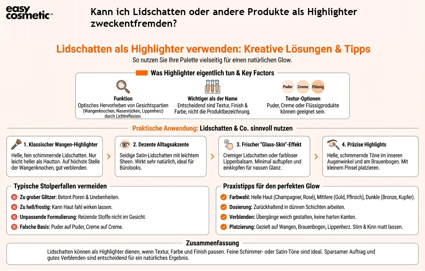 Kann ich Lidschatten oder andere Produkte als Highlighter zweckentfremden?