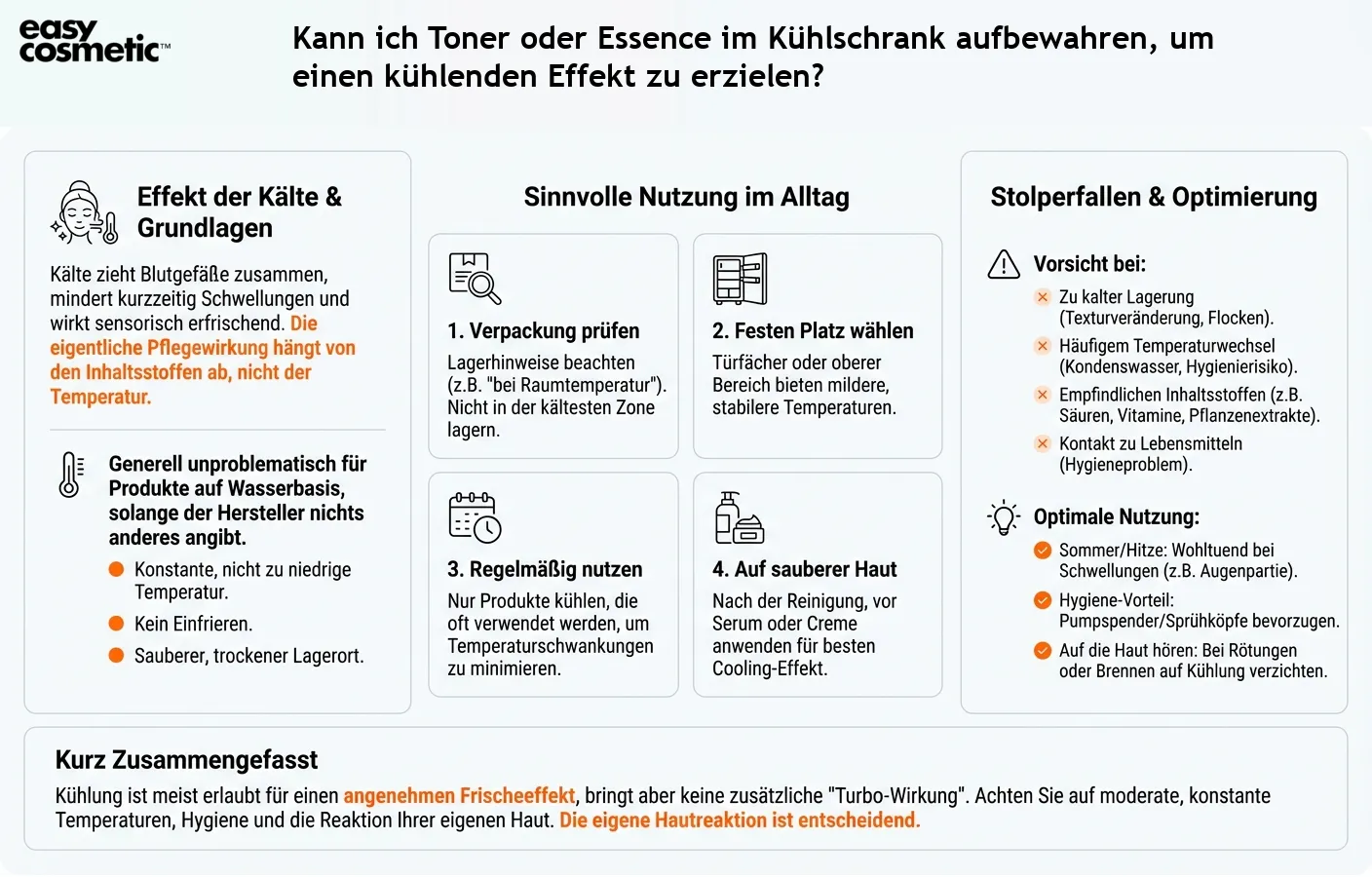 Kann ich Toner oder Essence im Kühlschrank aufbewahren, um einen kühlenden Effekt zu erzielen?