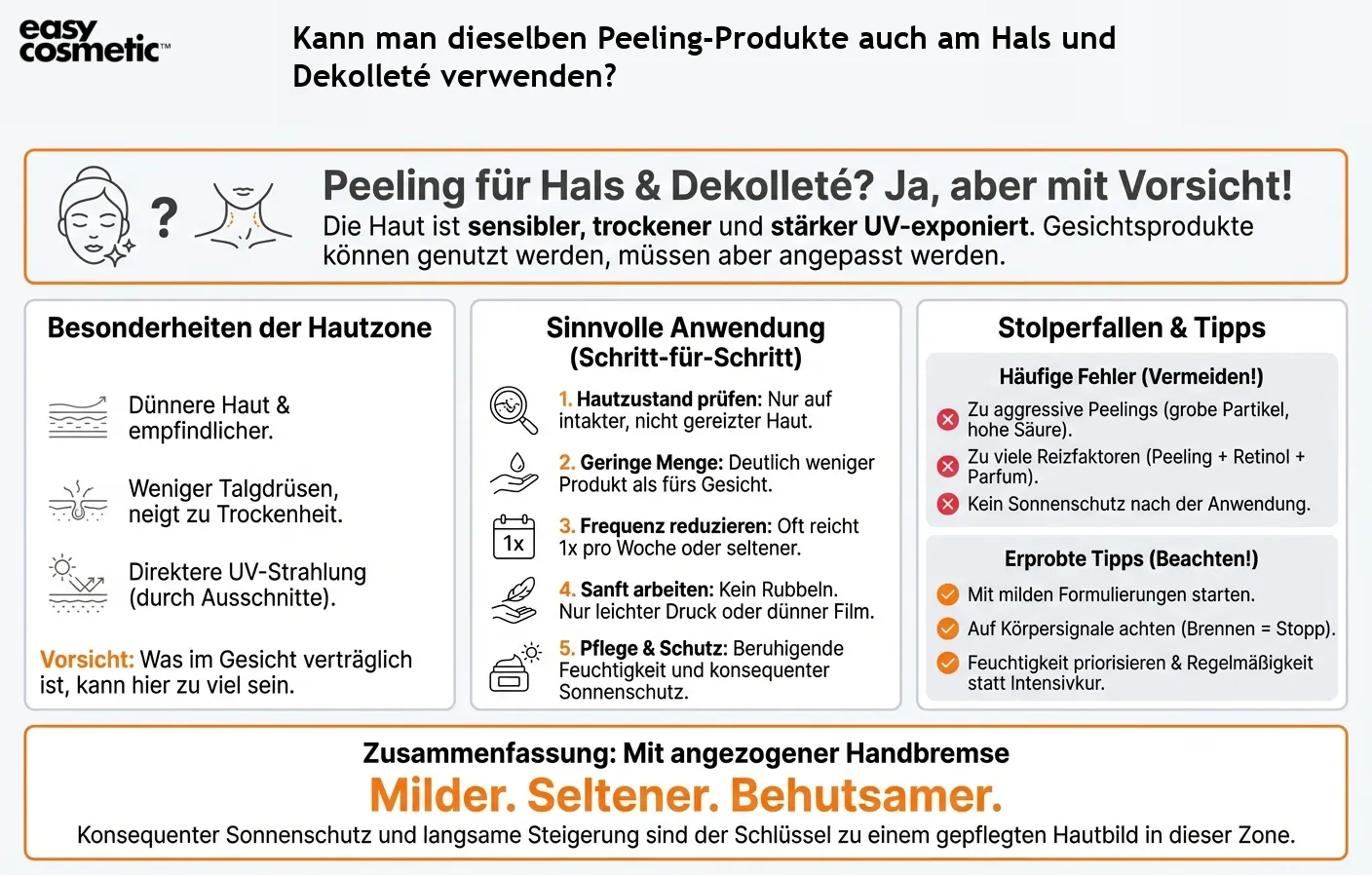 Kann man dieselben Peeling-Produkte auch am Hals und Dekolleté verwenden?
