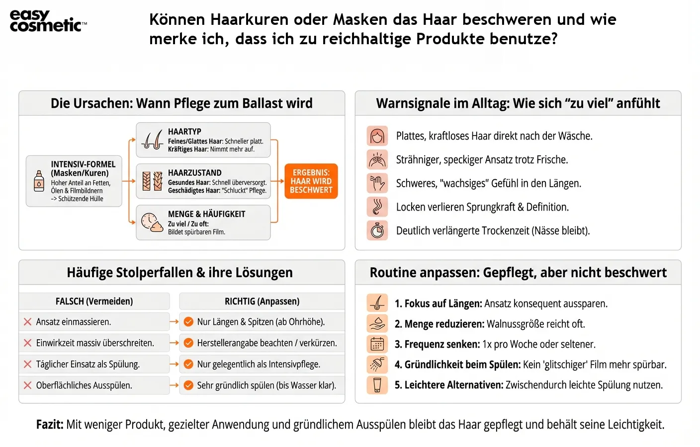 Können Haarkuren oder Masken das Haar beschweren und wie merke ich, dass ich zu reichhaltige Produkte benutze?