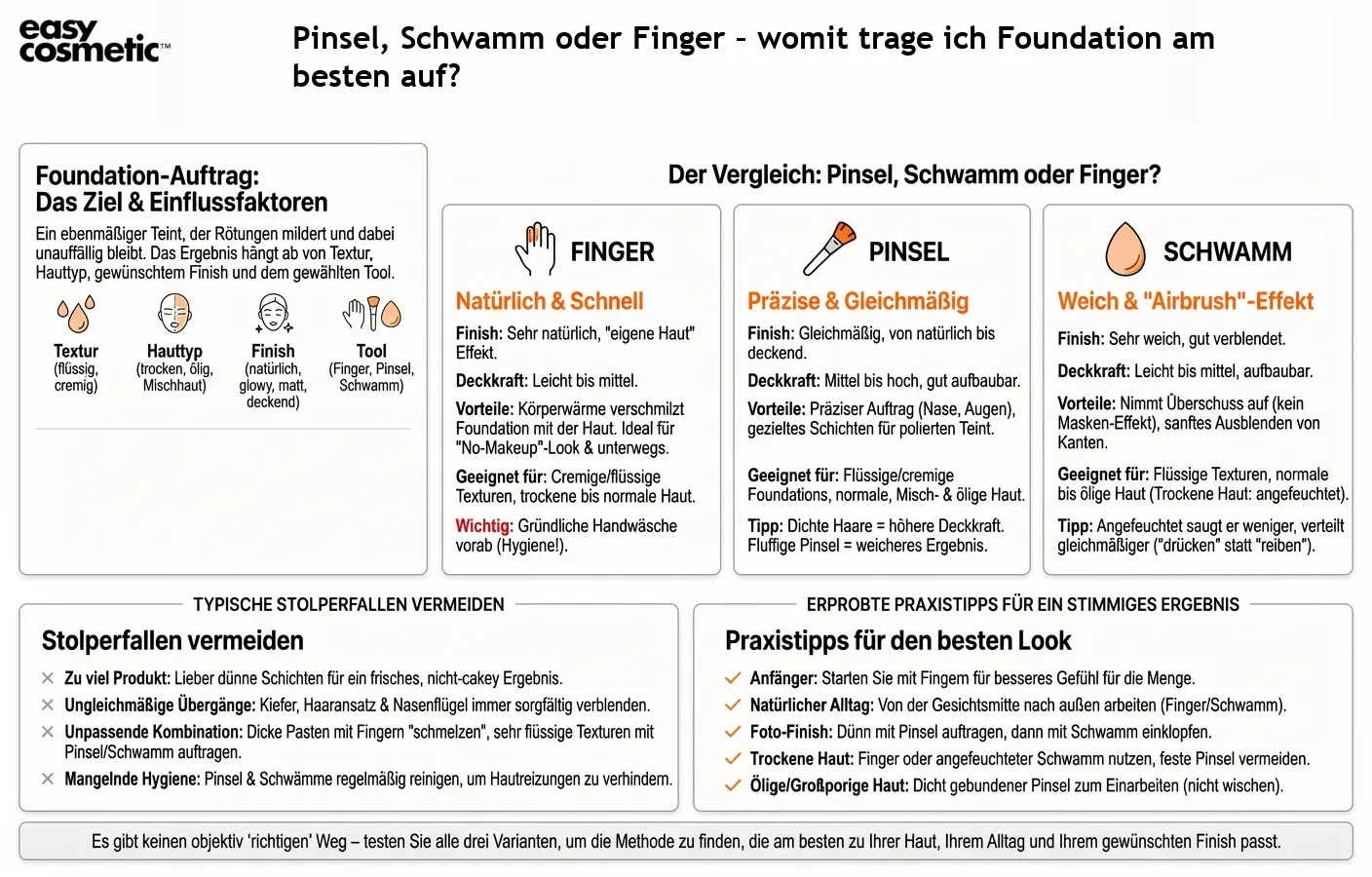 Pinsel, Schwamm oder Finger – womit trage ich Foundation am besten auf?