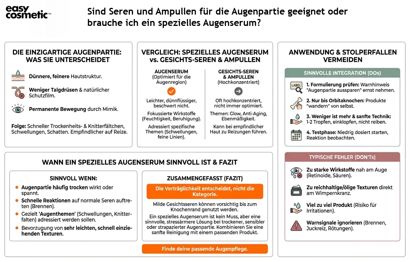 Sind Seren und Ampullen für die Augenpartie geeignet oder brauche ich ein spezielles Augenserum?