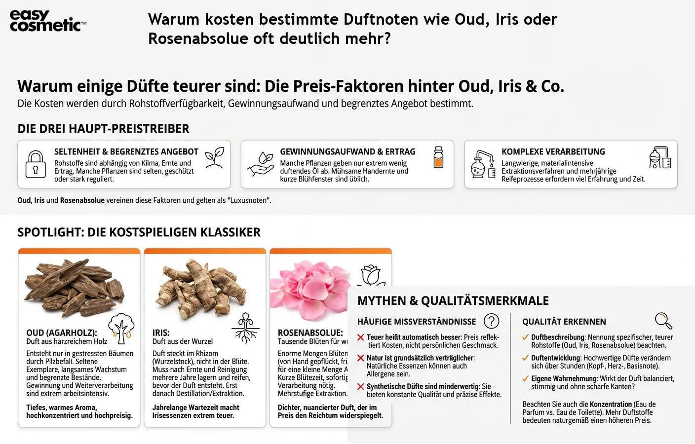 Warum kosten bestimmte Duftnoten wie Oud, Iris oder Rosenabsolue oft deutlich mehr?