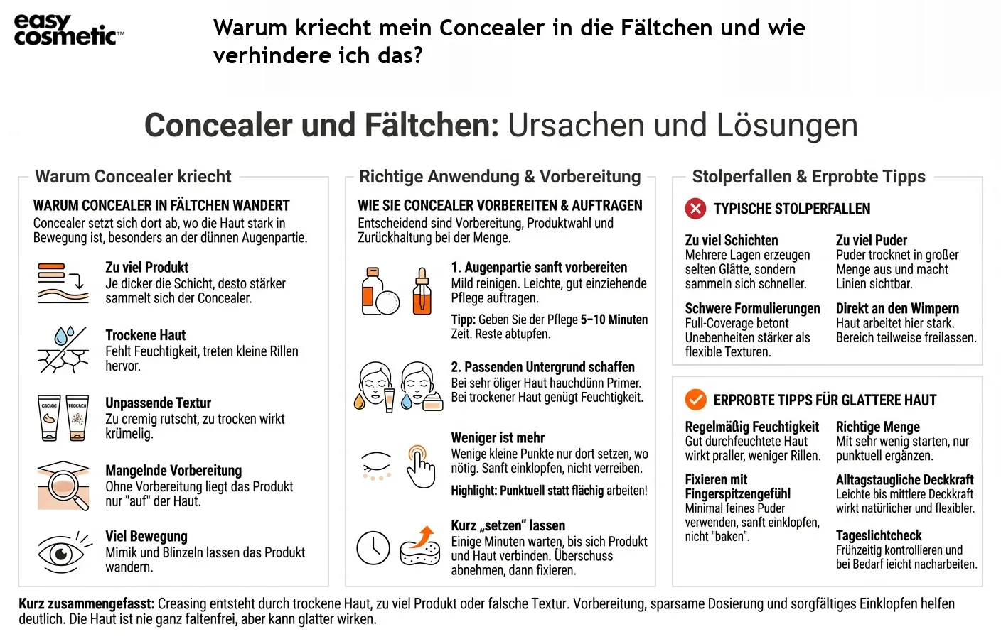 Warum kriecht mein Concealer in die Fältchen und wie verhindere ich das?