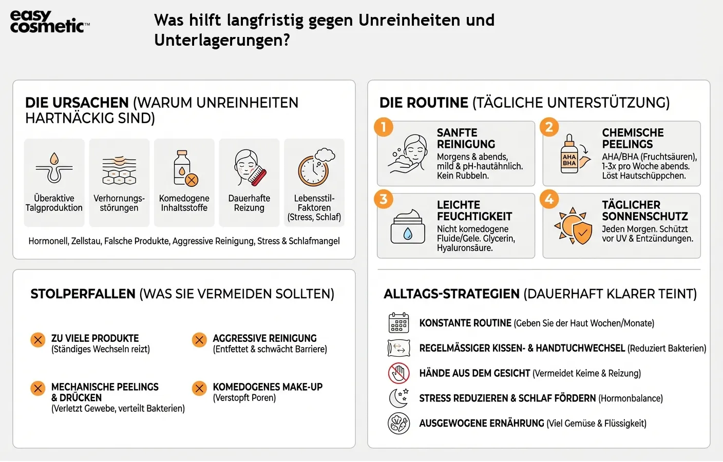 Was hilft langfristig gegen Unreinheiten und Unterlagerungen?