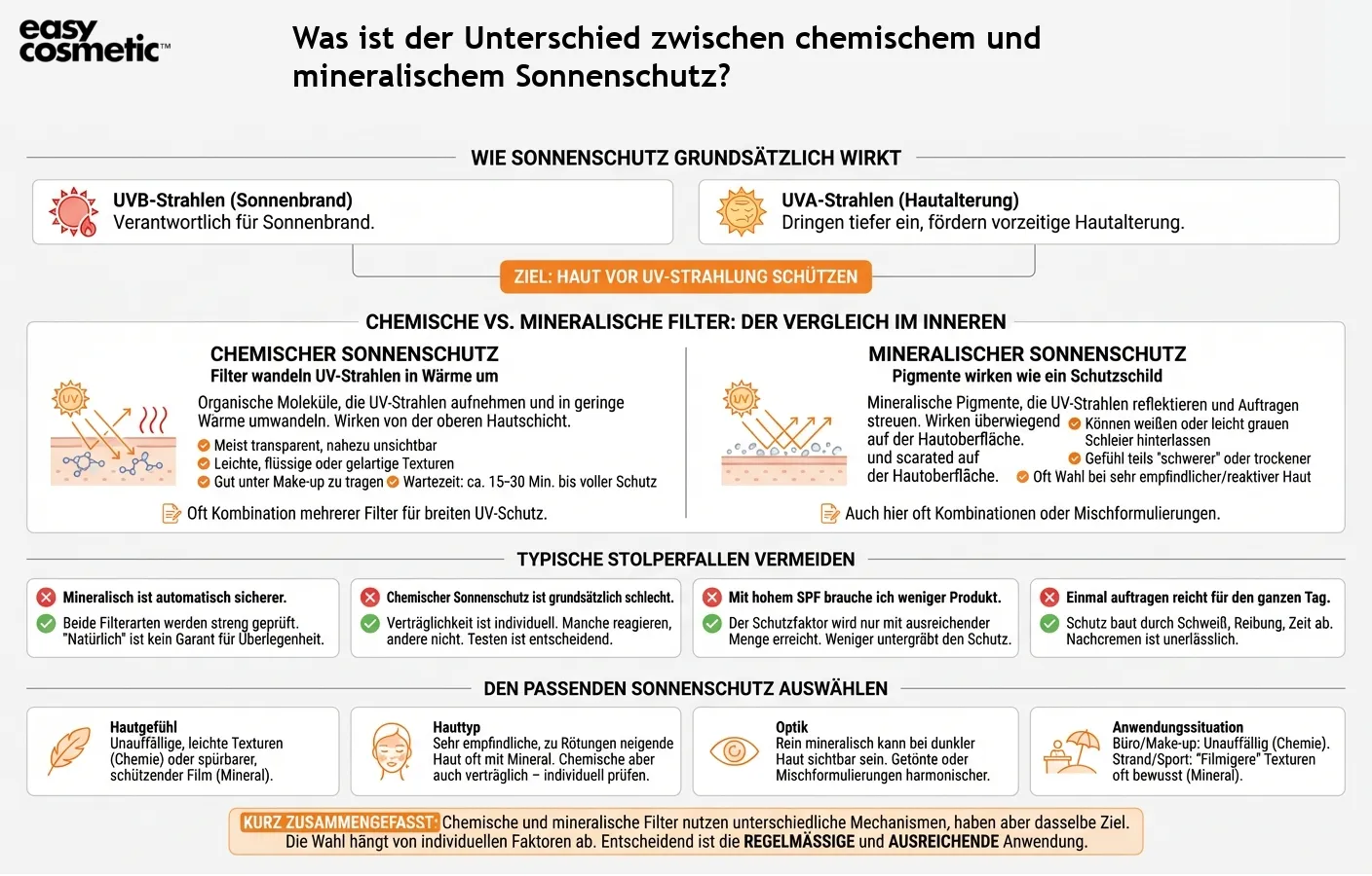 Was ist der Unterschied zwischen chemischem und mineralischem Sonnenschutz?