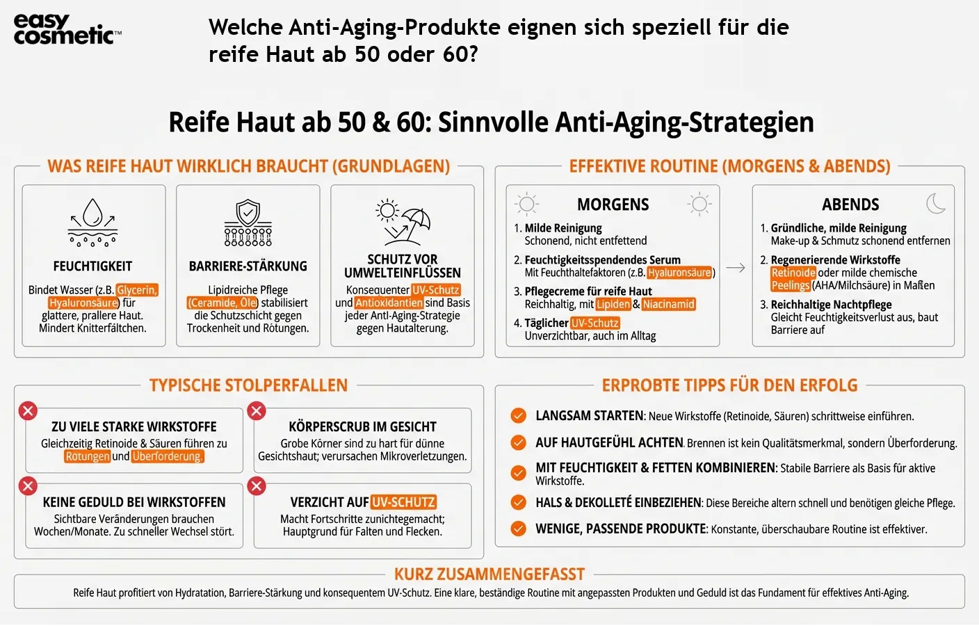 Welche Anti-Aging-Produkte eignen sich speziell für die reife Haut ab 50 oder 60?