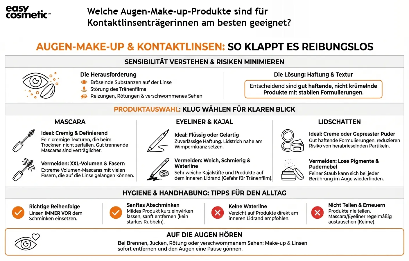 Welche Augen-Make-up-Produkte sind für Kontaktlinsenträgerinnen am besten geeignet?