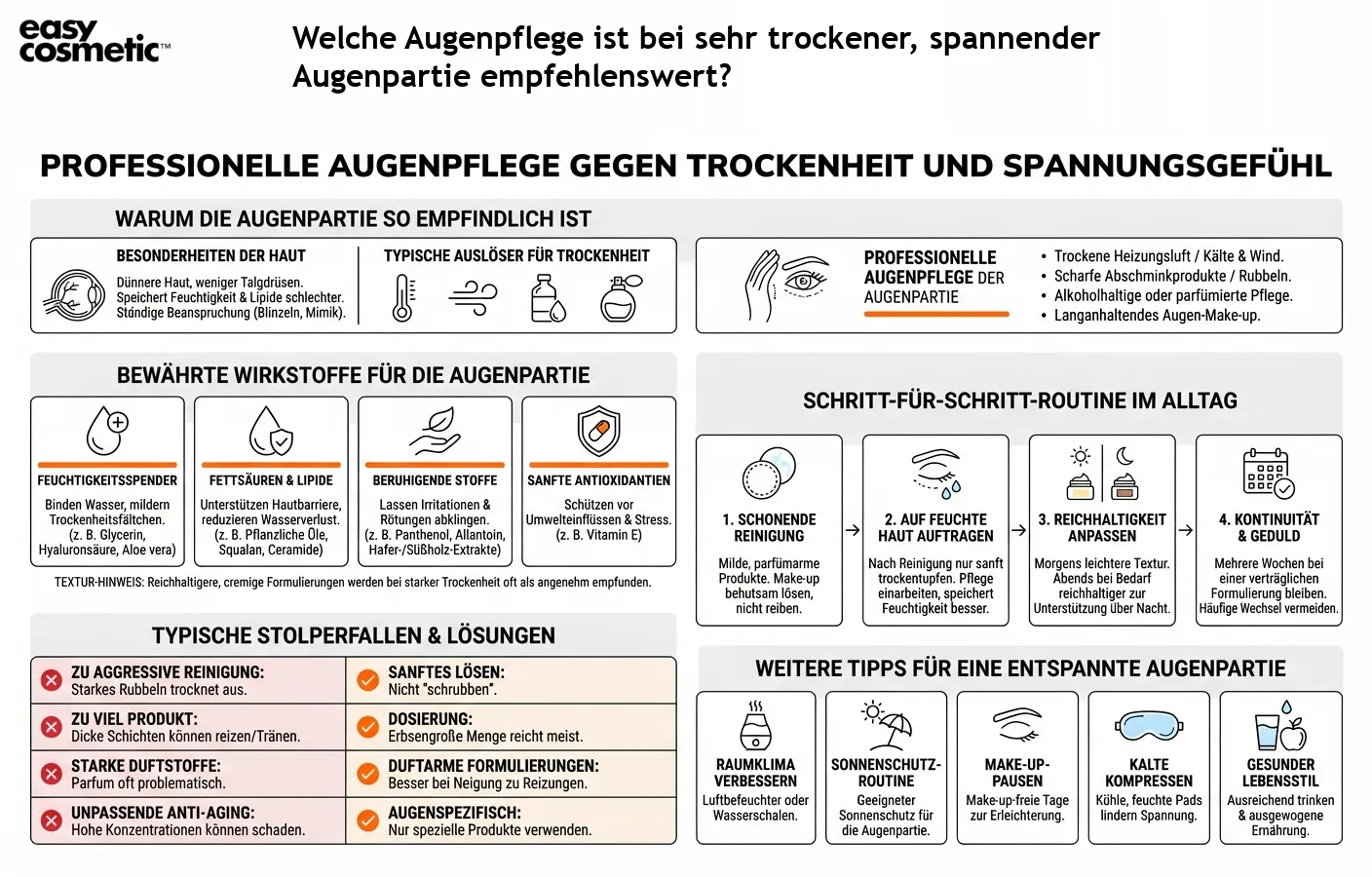 Welche Augenpflege ist bei sehr trockener, spannender Augenpartie empfehlenswert?