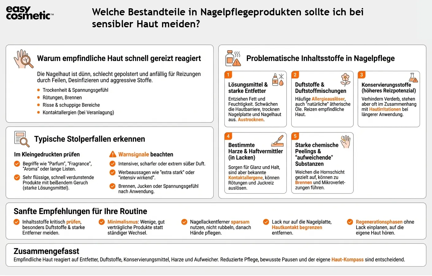 Welche Bestandteile in Nagelpflegeprodukten sollte ich bei sensibler Haut meiden?