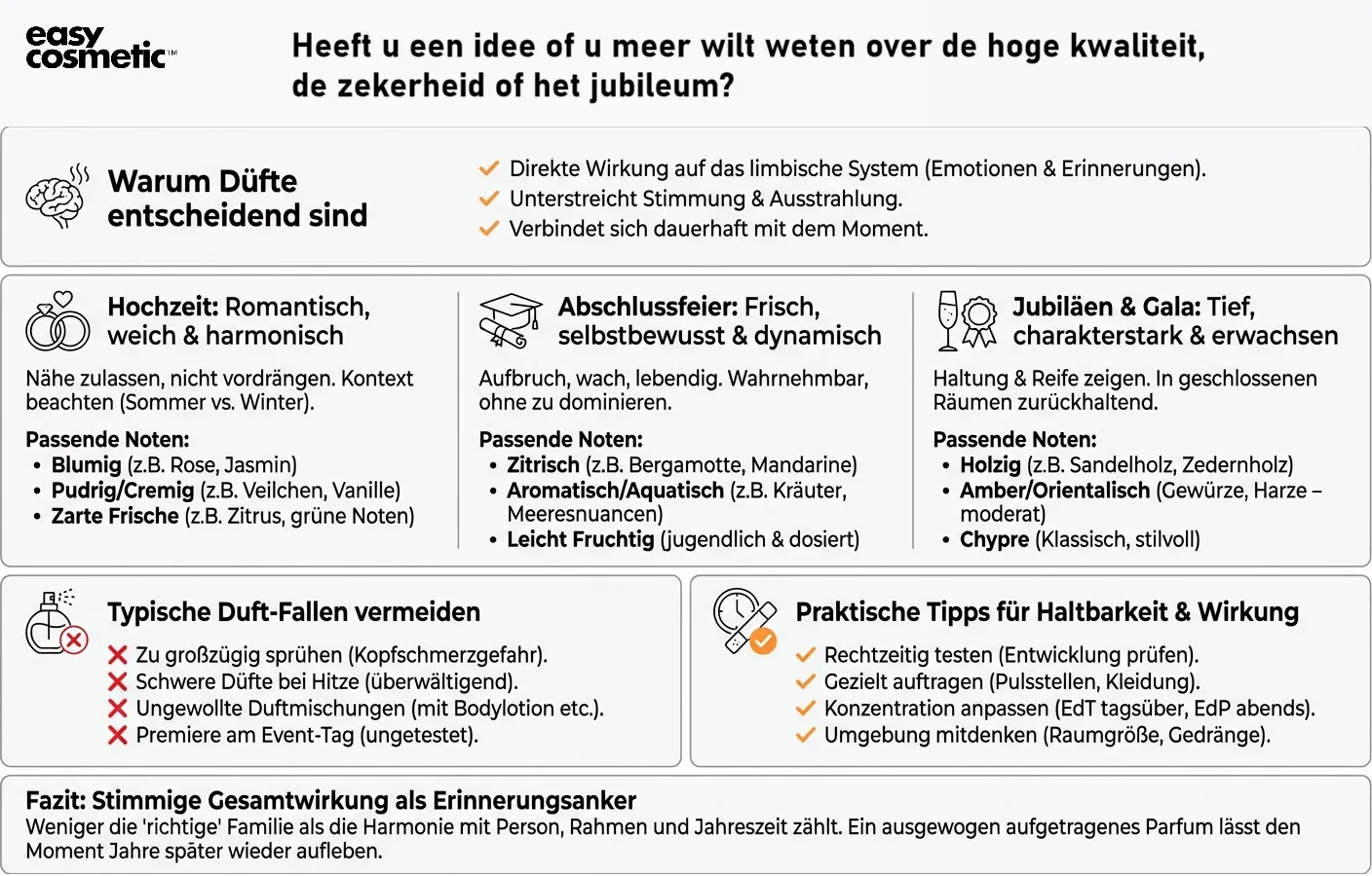 Welche Düfte eignen sich besonders gut für besondere Anlässe wie Hochzeiten, Abschlussfeiern oder Jubiläen?