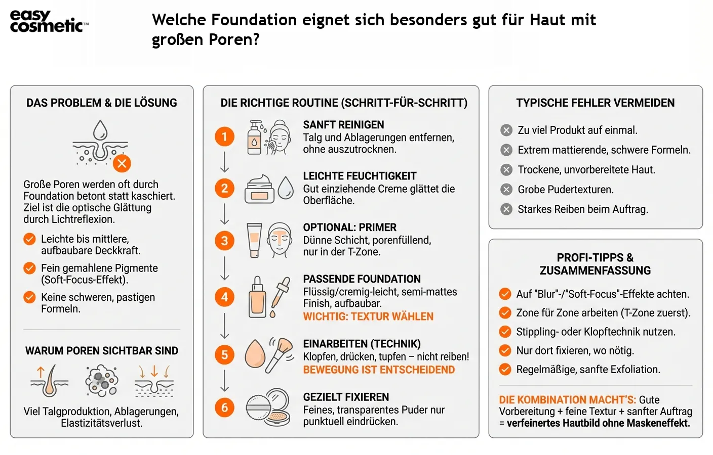 Welche Foundation eignet sich besonders gut für Haut mit großen Poren?