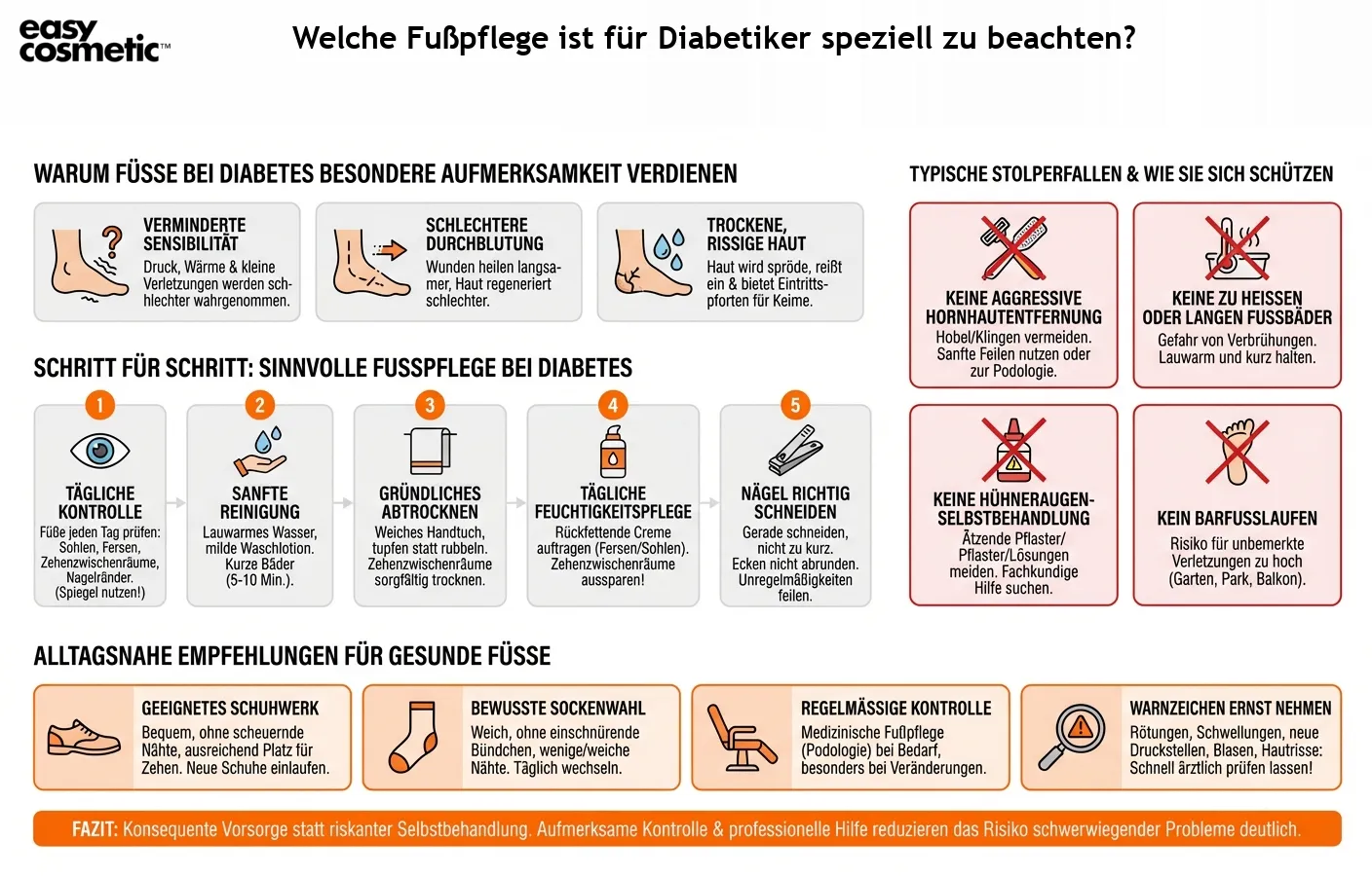 Welche Fußpflege ist für Diabetiker speziell zu beachten?