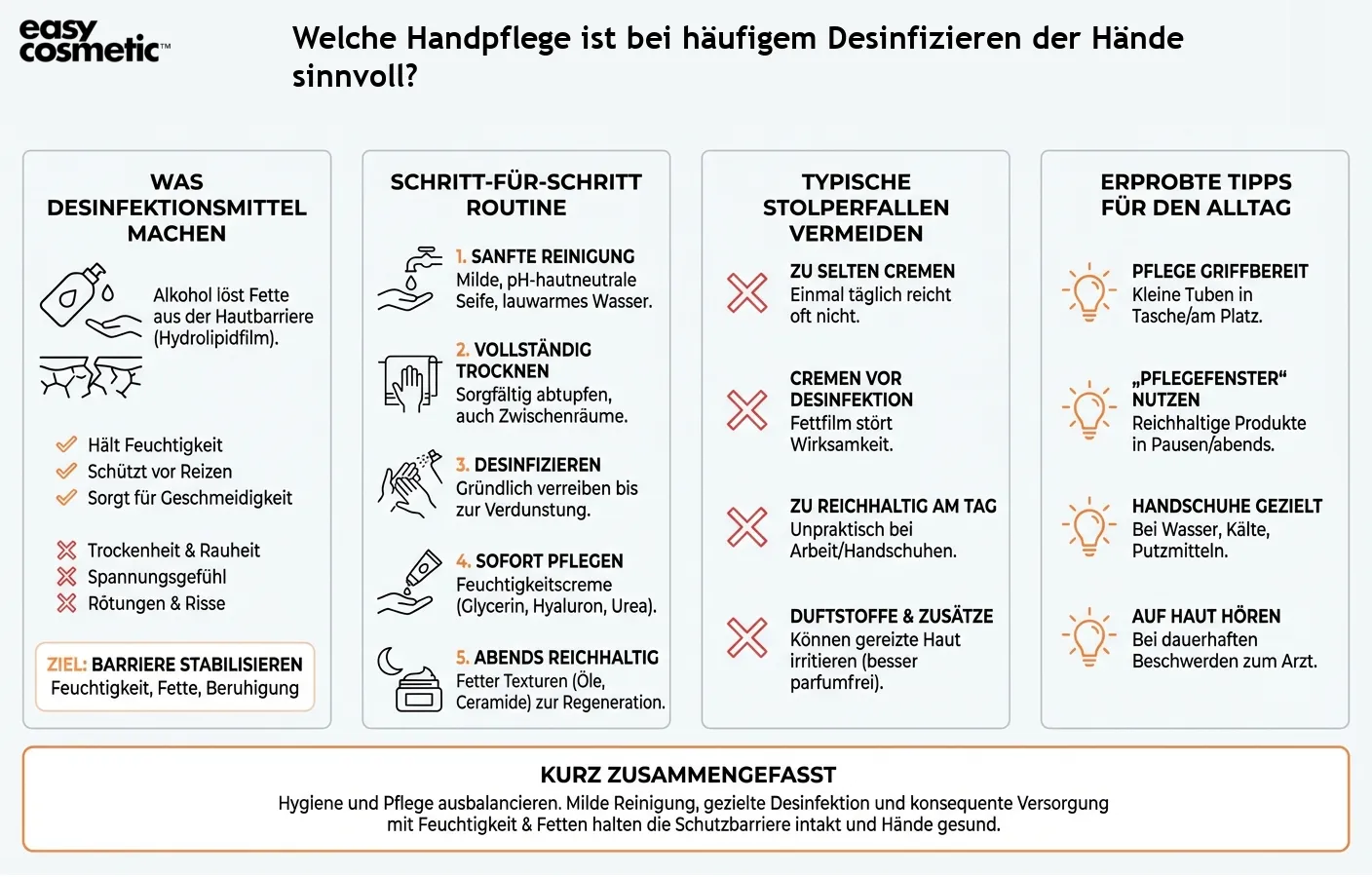 Welche Handpflege ist bei häufigem Desinfizieren der Hände sinnvoll?