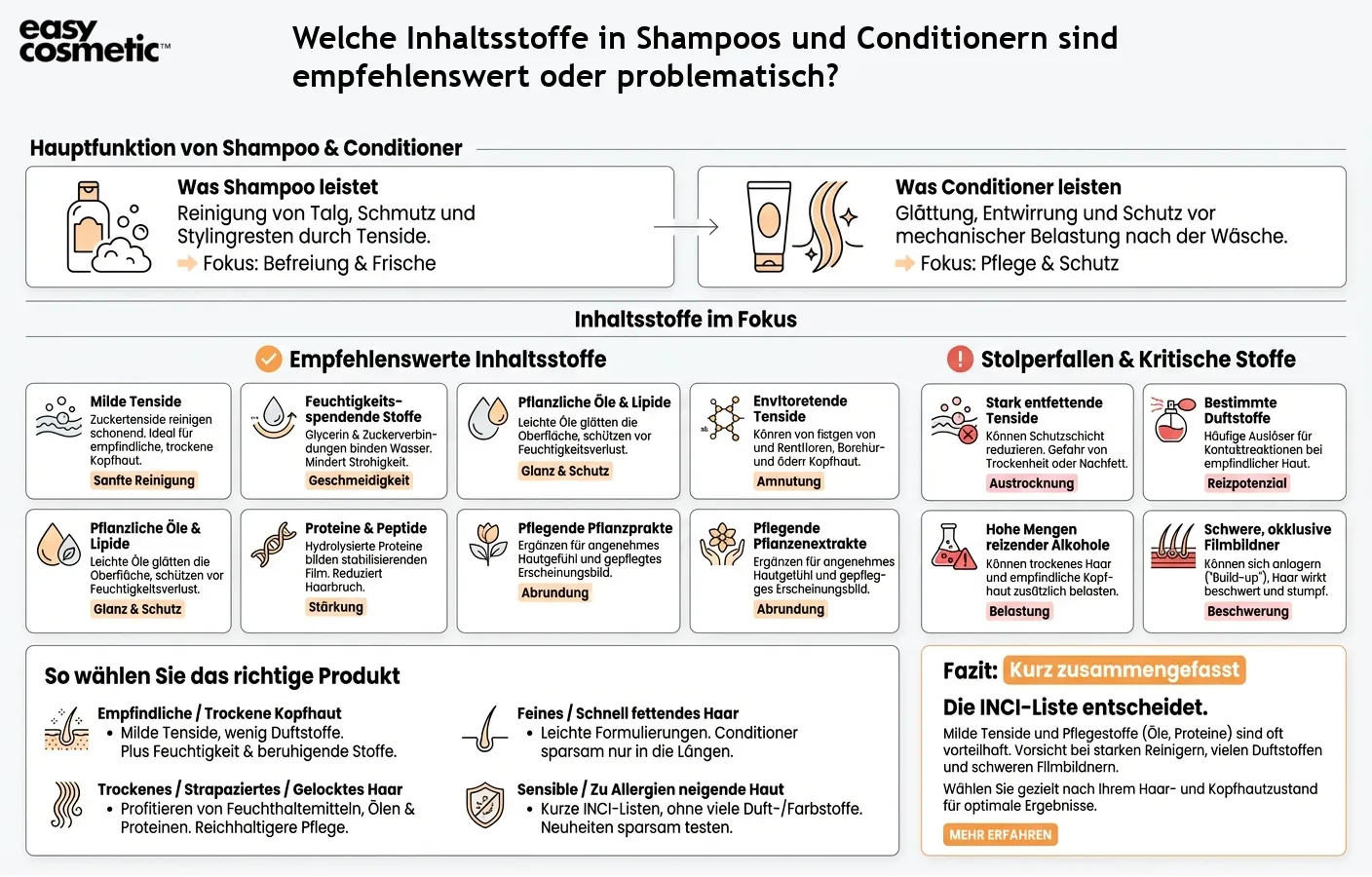 Welche Inhaltsstoffe in Shampoos und Conditionern sind empfehlenswert oder problematisch?