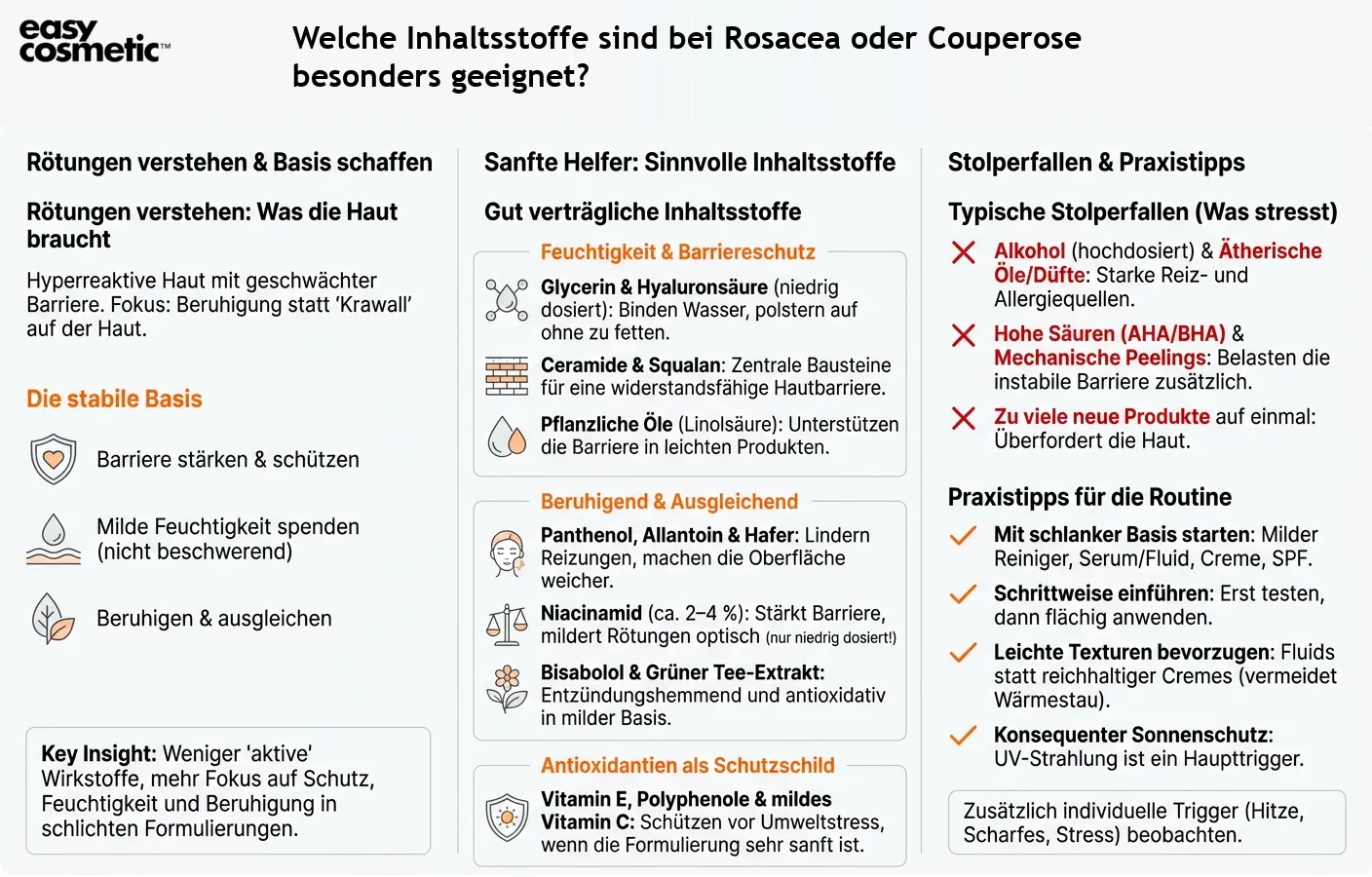 Welche Inhaltsstoffe sind bei Rosacea oder Couperose besonders geeignet?