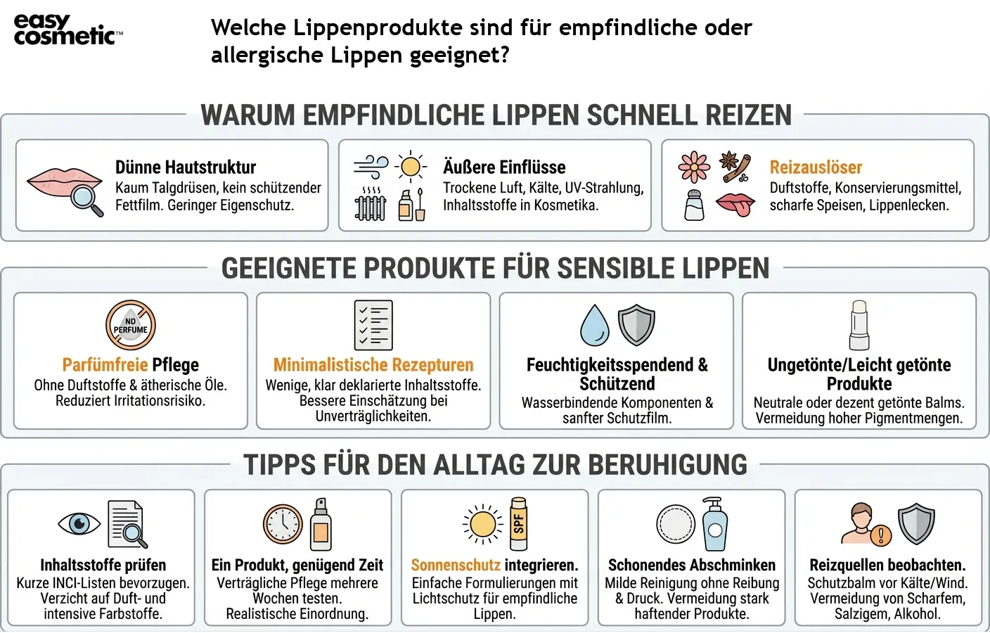Welche Lippenprodukte sind für empfindliche oder allergische Lippen geeignet?