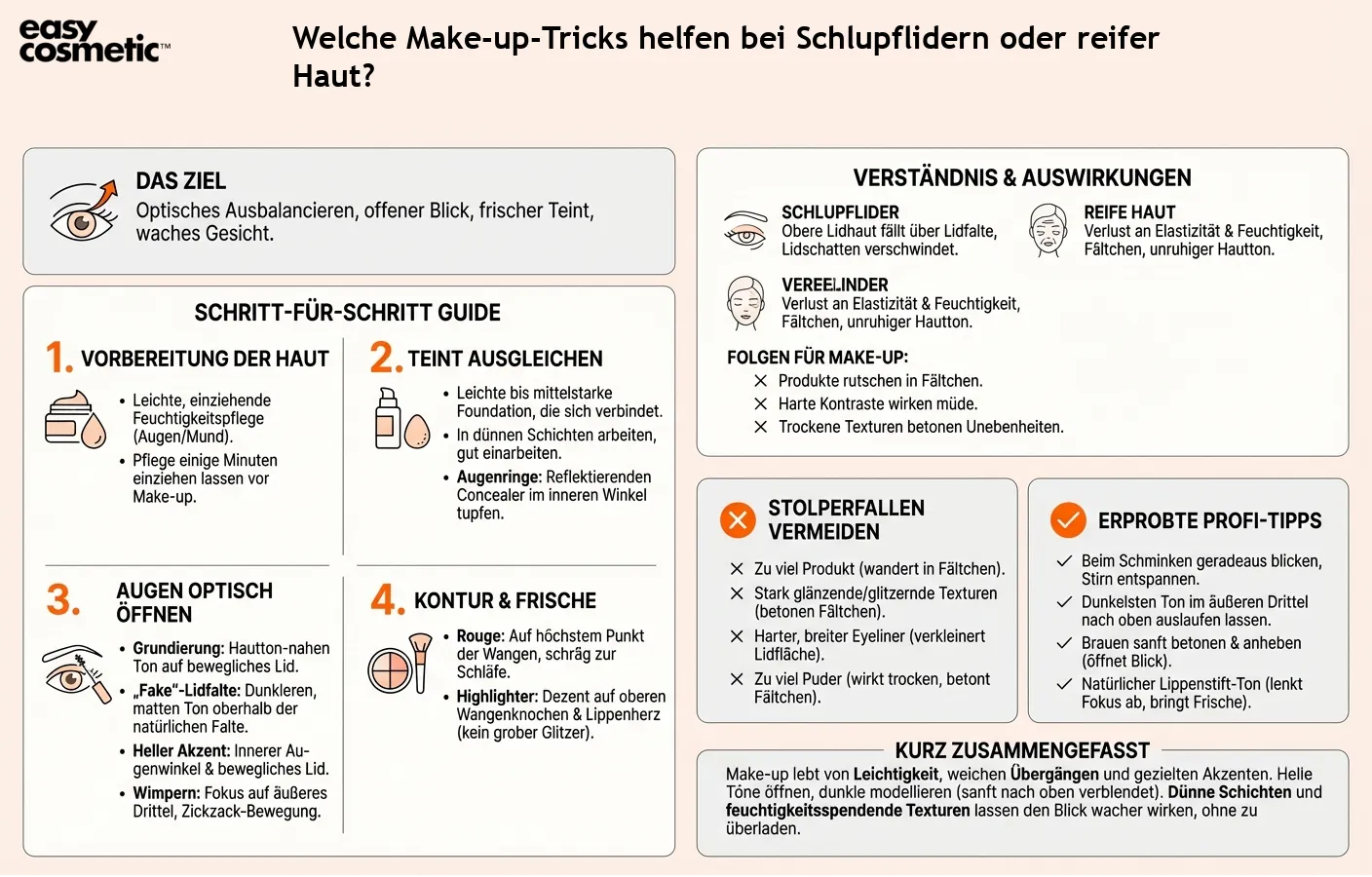 Welche Make-up-Tricks helfen bei Schlupflidern oder reifer Haut?