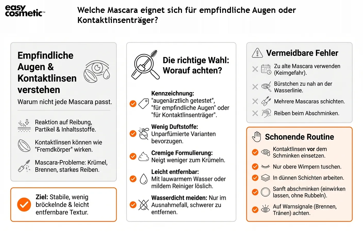Welche Mascara eignet sich für empfindliche Augen oder Kontaktlinsenträger?