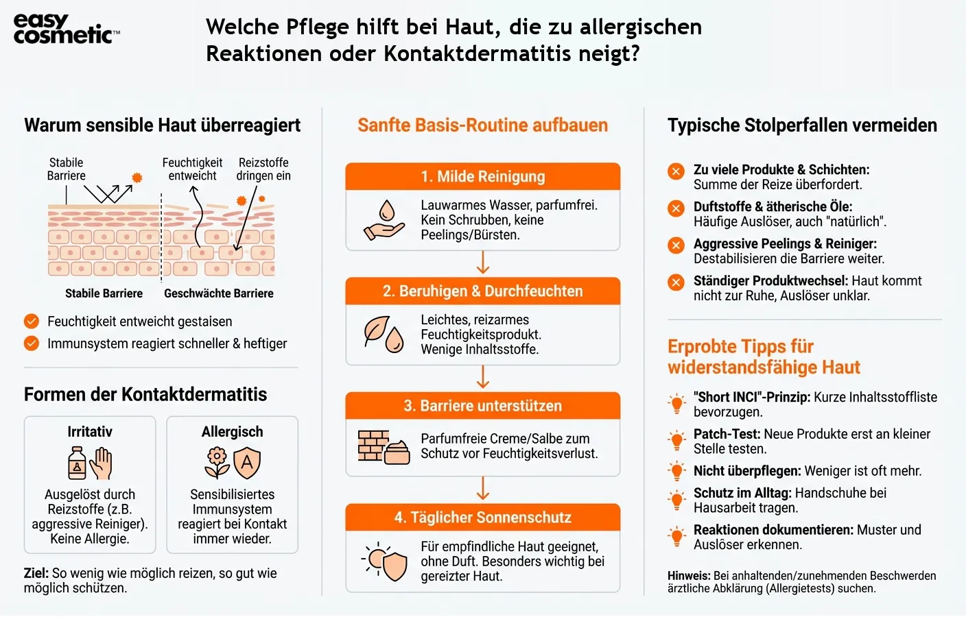 Welche Pflege hilft bei Haut, die zu allergischen Reaktionen oder Kontaktdermatitis neigt?