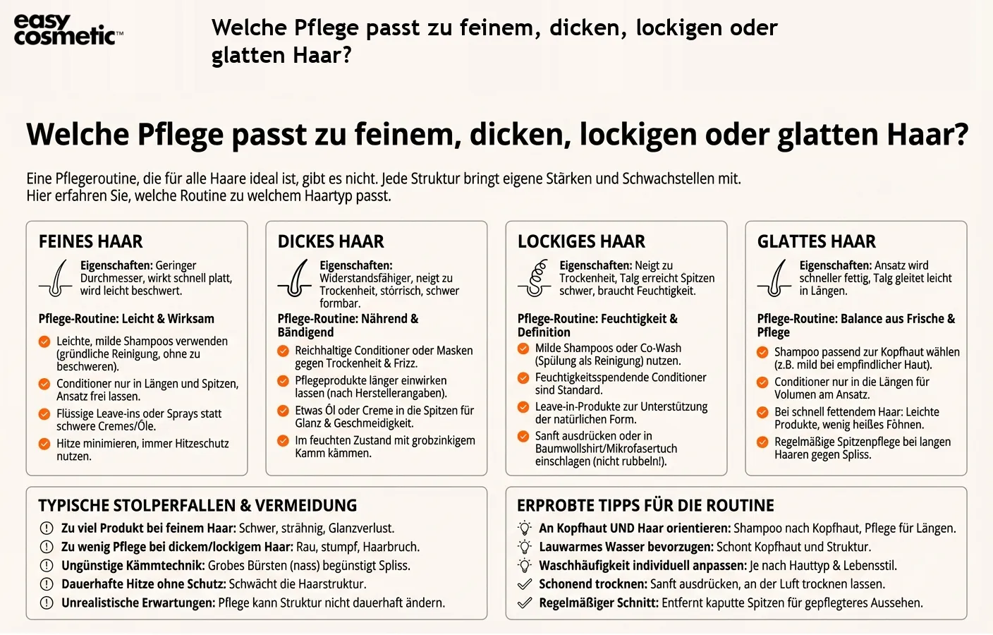 Welche Pflege passt zu feinem, dicken, lockigen oder glatten Haar?